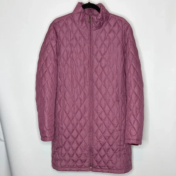 Lands End Quilted Down Coat, XL - Picture 2 of 11